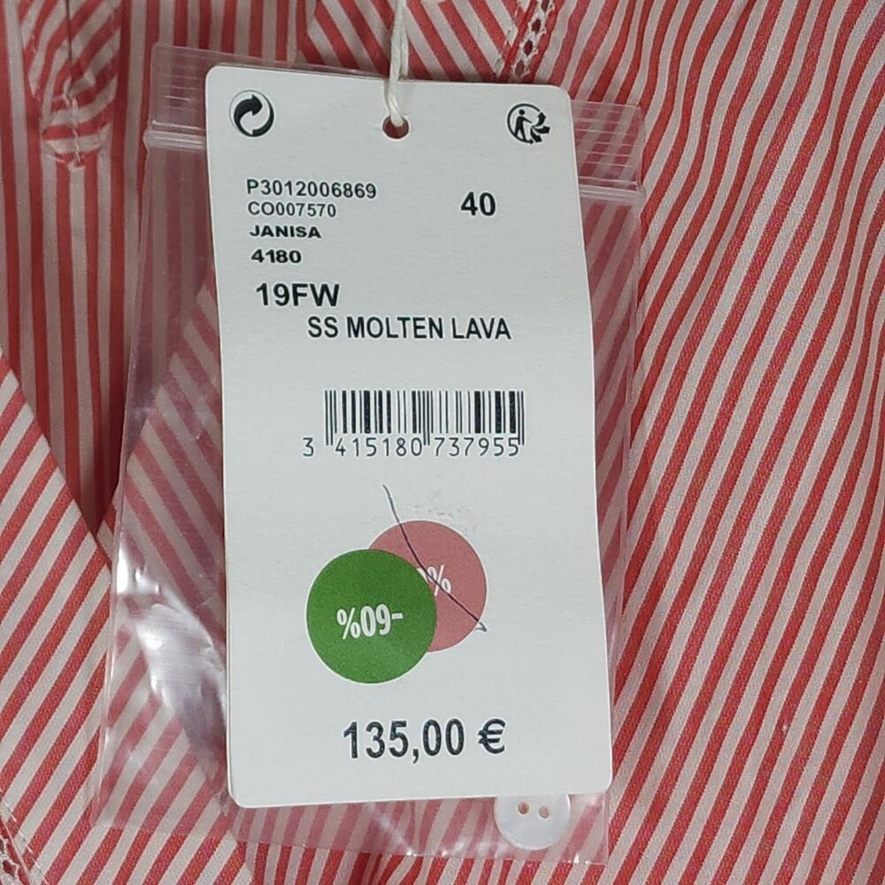 Comptoir Des Cotonniers Women's SzM Red Striped Short Sleeve V Neck Dress Nwt - Picture 4 of 11